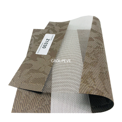 comprar Tela de alta qualidade à prova de fogo 35% Poliéster 65% PVC Transparente Blindes de protetor solar Tecido Duo Tons Fabricação em linha
