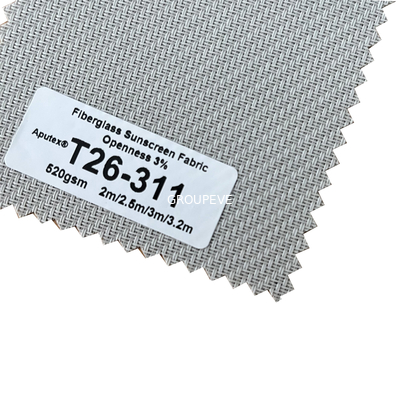 Bom preço. o PVC da fibra de vidro 58% de 42% revestiu a obstrução da tela 520gsm Sun da fibra de vidro on-line